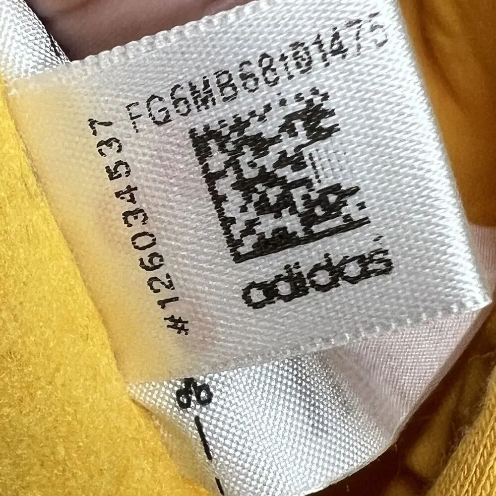 ADIDAS Hoodie‎ Mens Medium Yellow Feel Cozy Pullover Sweatshirt Kangaroo Pouch